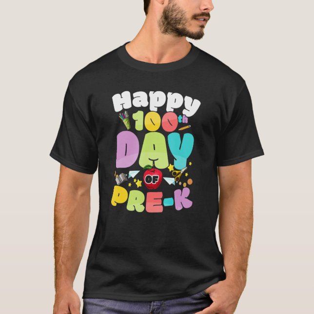 Camiseta Happy 100th Day of Pre k  for Teachers Kids (Anverso)