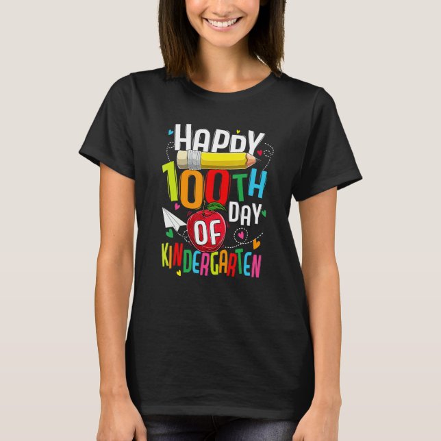 Camiseta Happy 100th Day Of Preschool Teacher 100 days smar (Anverso)