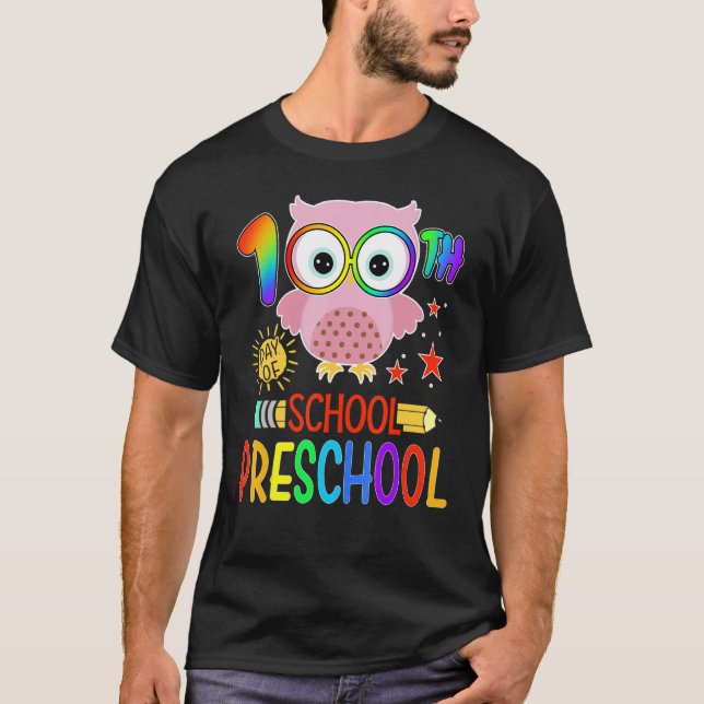 Camiseta Happy 100th day of School  100 days of Preschool T (Anverso)