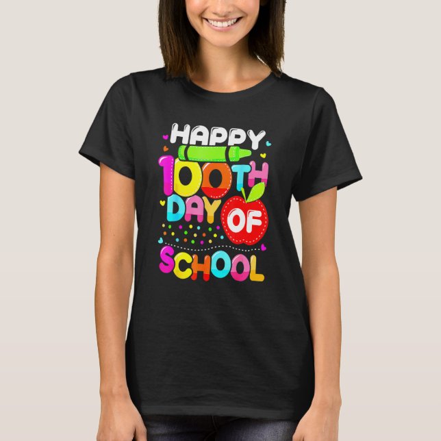 Camiseta Happy 100th Day Of School 100 Days Smarter Cute Te (Anverso)