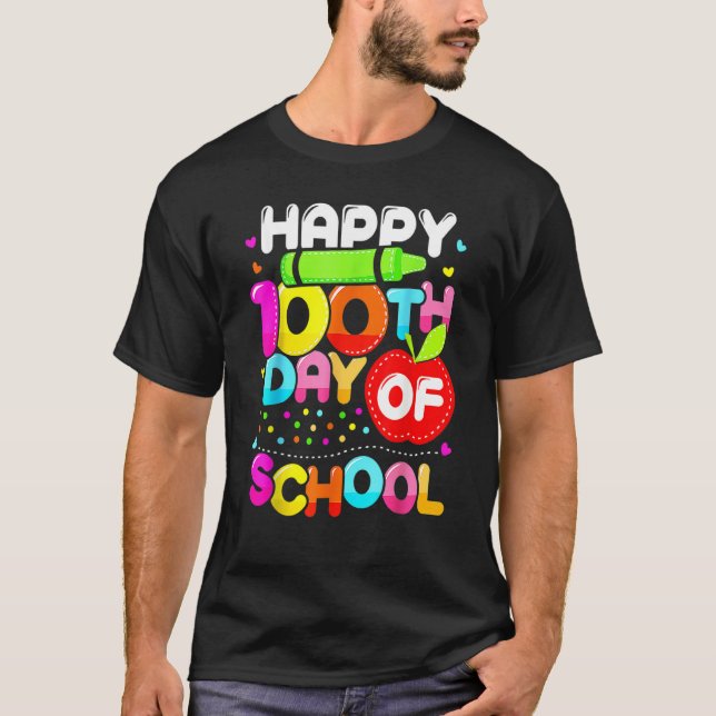 Camiseta Happy 100th Day Of School 100 Days Smarter Cute Te (Anverso)