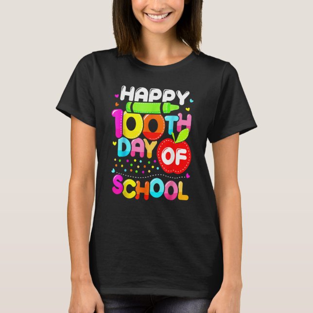 Camiseta Happy 100th Day Of School 100 Days Smarter Cute Te (Anverso)