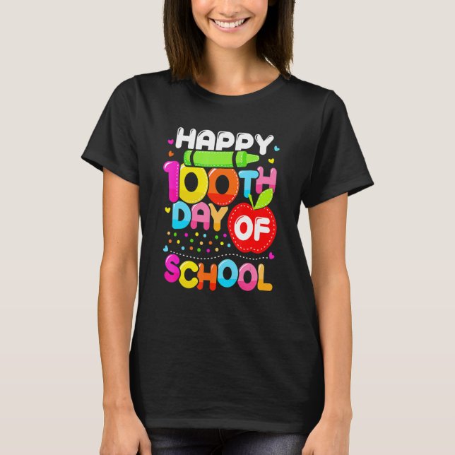 Camiseta Happy 100th Day Of School 100 Days Smarter Cute Te (Anverso)