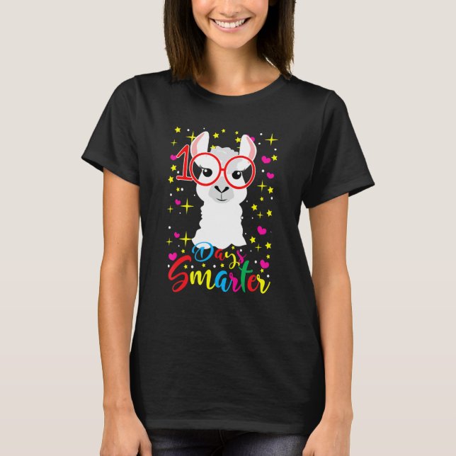 Camiseta Happy 100th Day of School 100 Days Smarter Llama   (Anverso)