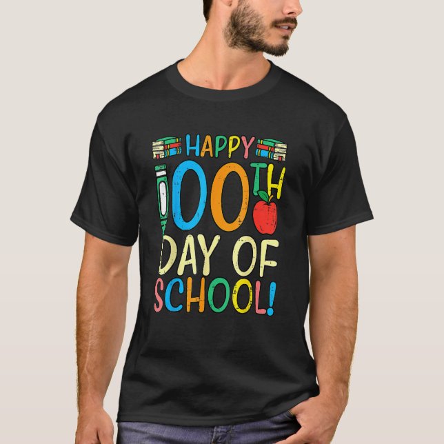 Camiseta Happy 100th Day Of School 100 Days Smarter Teacher (Anverso)
