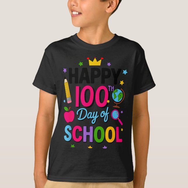 Camiseta Happy 100th Day Of School 100 Days Smarter Teacher (Anverso)