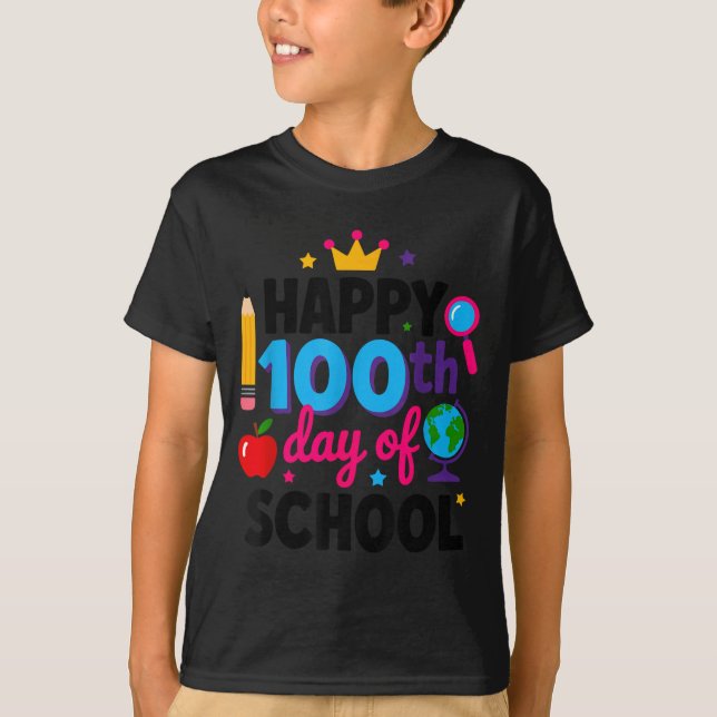 Camiseta Happy 100th Day Of School 100 Days Smarter Teacher (Anverso)