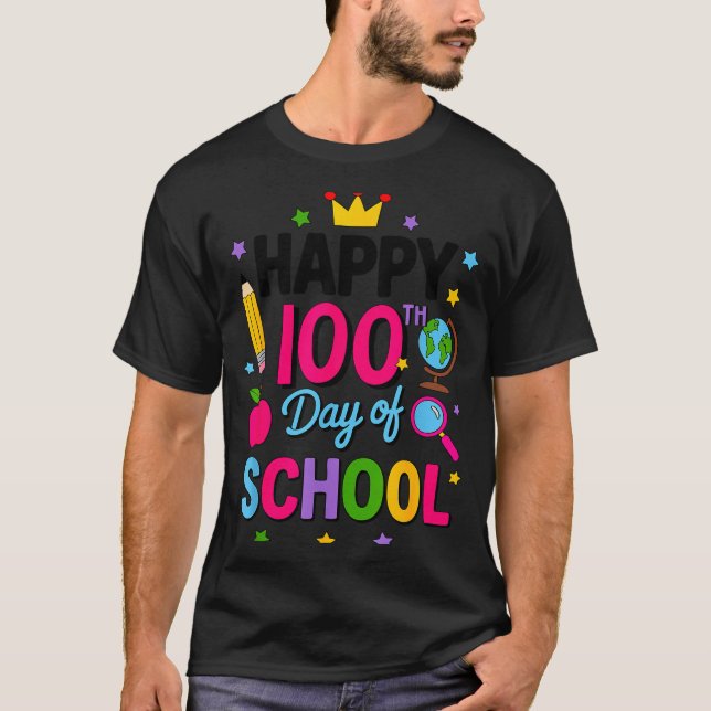 Camiseta Happy 100th Day Of School 100 Days Smarter Teacher (Anverso)