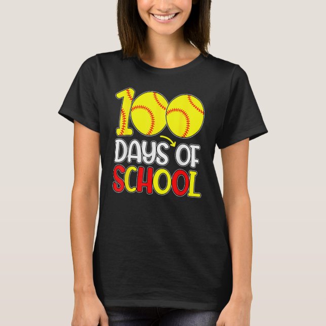Camiseta Happy 100th Day Of School 2022 Softball 100 Days O (Anverso)