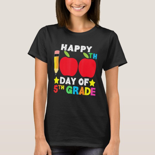 Camiseta Happy 100th Day of School 5th Grade Student and Te (Anverso)
