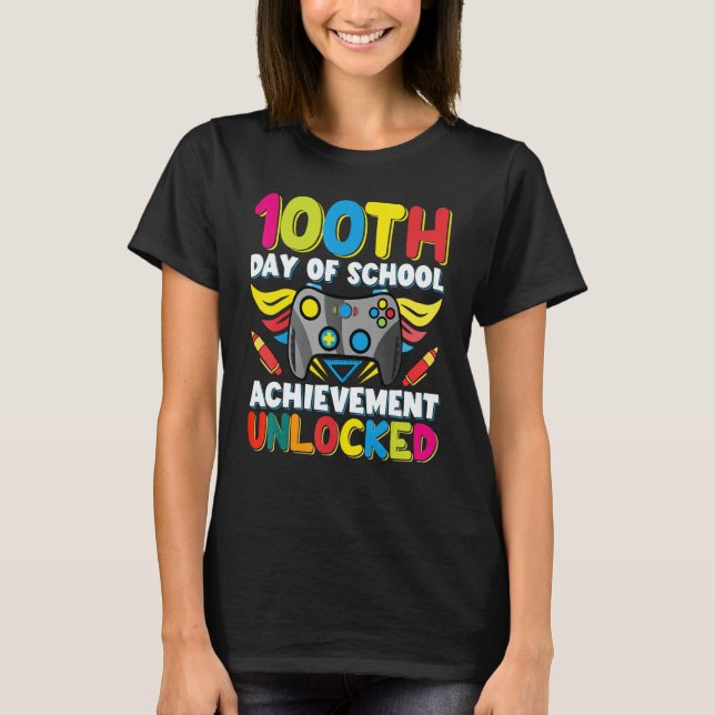 Camiseta Happy 100th Day Of School Achievement Unlocked Boy (Anverso)