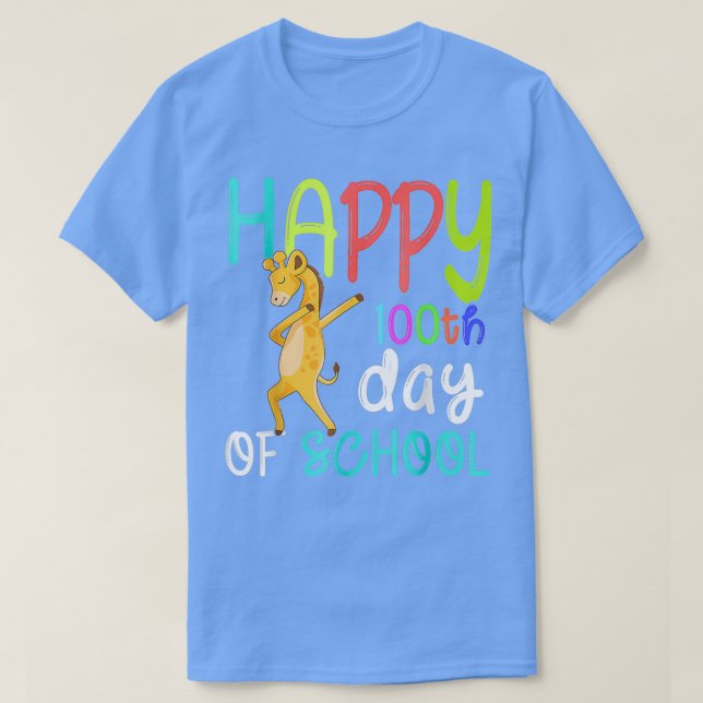 Camiseta Happy 100th Day Of School Dabbing Giraffe 100 Days (Diseño del anverso)