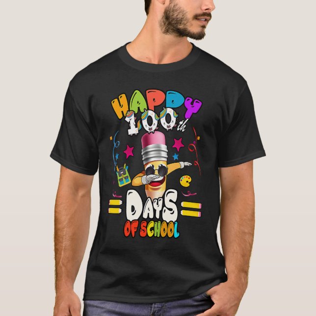 Camiseta Happy 100th Day of School dabbing Pencil (Anverso)