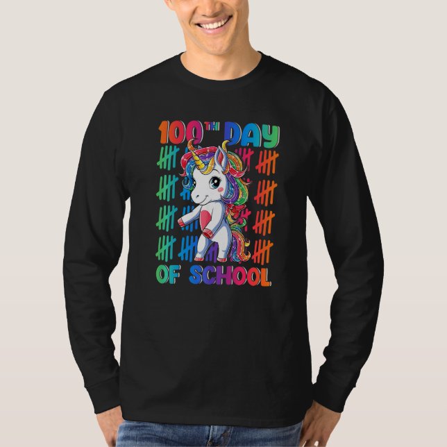 Camiseta Happy 100th Day Of School Flossing Unicorn 100 Day (Anverso)
