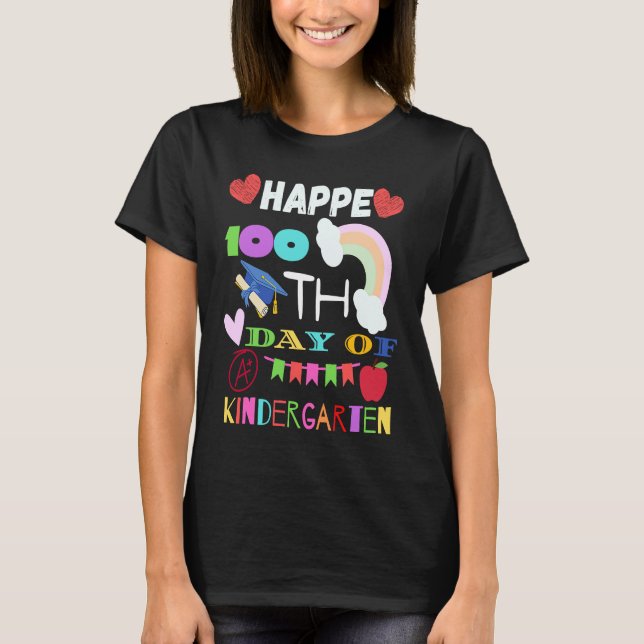 Camiseta Happy 100th Day of School  for Teacher or Child (Anverso)