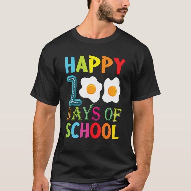 Camiseta Happy 100th Day Of School Fried Eggs Boys Girls To (Anverso)