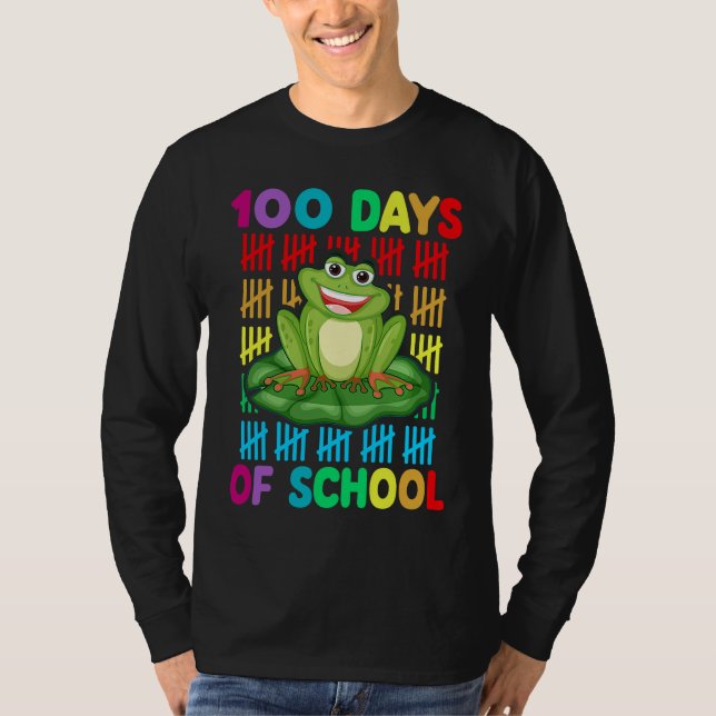 Camiseta Happy 100th Day Of School Frog  Teacher Student Ki (Anverso)