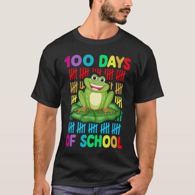 Camiseta Happy 100th Day Of School Frog  Teacher Student Ki (Anverso)