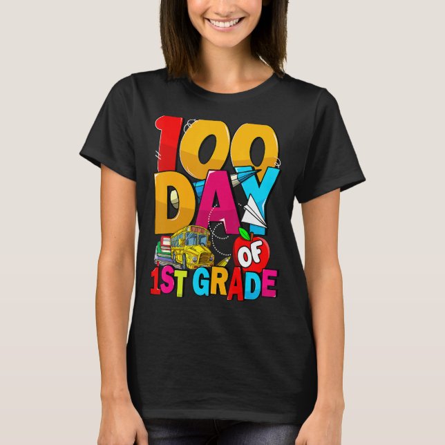 Camiseta Happy 100th Day Of School Groovy 100 Days Of 1st G (Anverso)