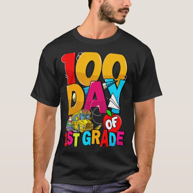Camiseta Happy 100th Day Of School Groovy 100 Days Of 1st G (Anverso)