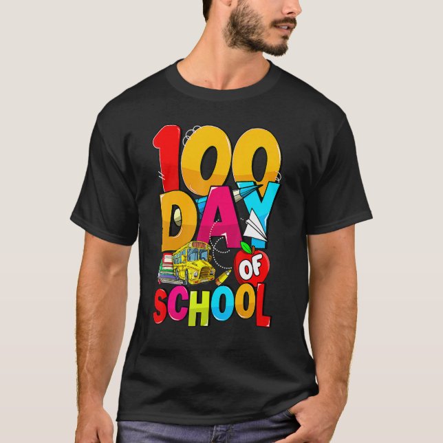 Camiseta Happy 100th Day Of School Groovy 100 Days Of Schoo (Anverso)