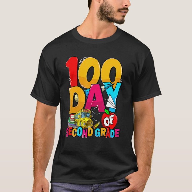 Camiseta Happy 100th Day Of School Groovy 100 Days Of Secon (Anverso)
