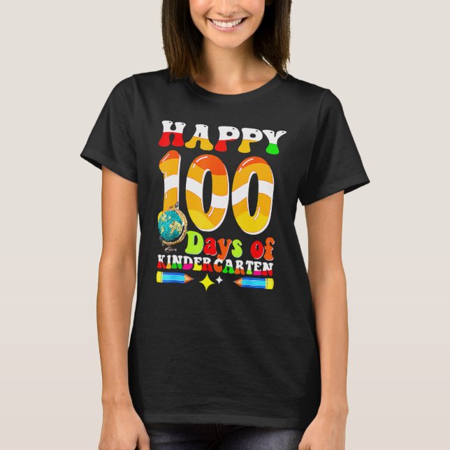 Camiseta Happy 100th Day Of School Kindergarten Funny Teach (Anverso)