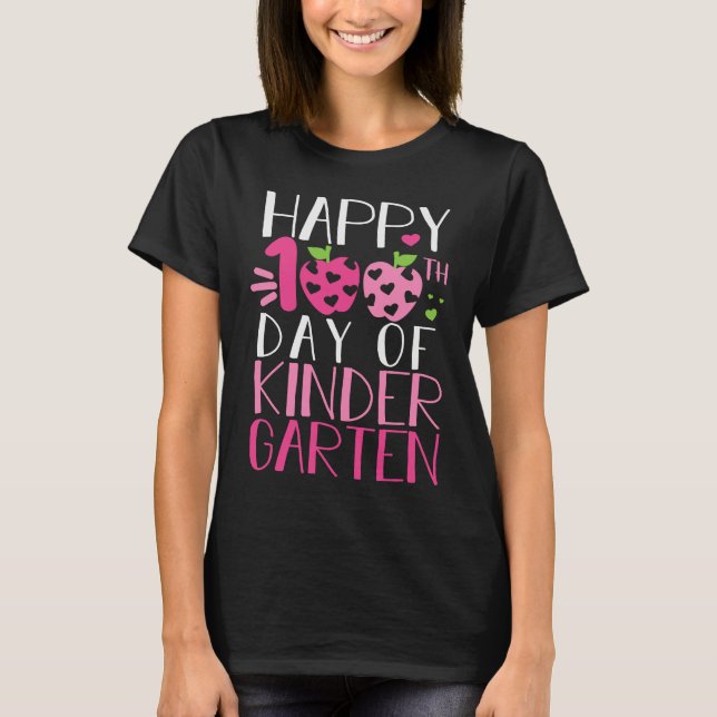 Camiseta Happy 100th Day of School Kindergarten Teacher Stu (Anverso)