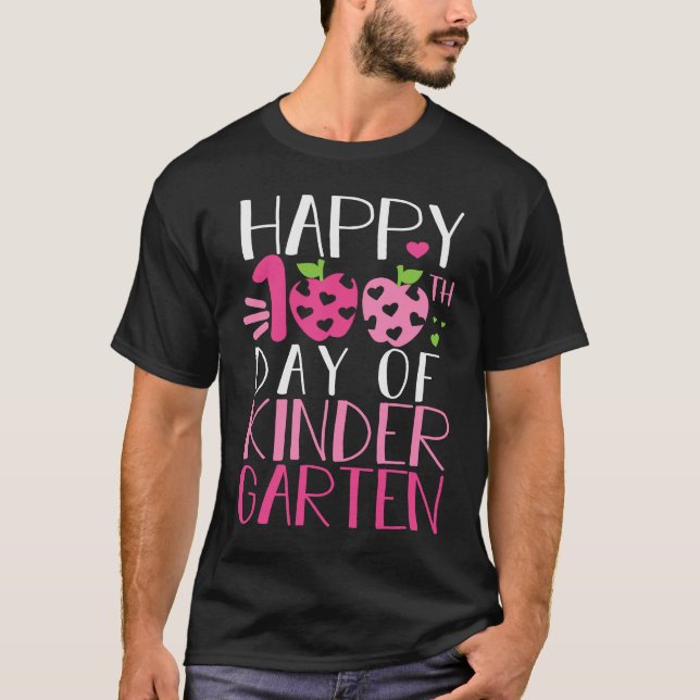 Camiseta Happy 100th Day of School Kindergarten Teacher Stu (Anverso)