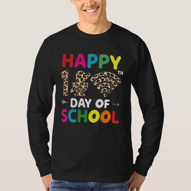 Camiseta Happy 100th Day of School Leopard Wifi Mute Mic Fu (Anverso)