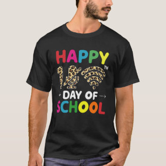 Camiseta Happy 100th Day of School Leopard Wifi Mute Mic Fu