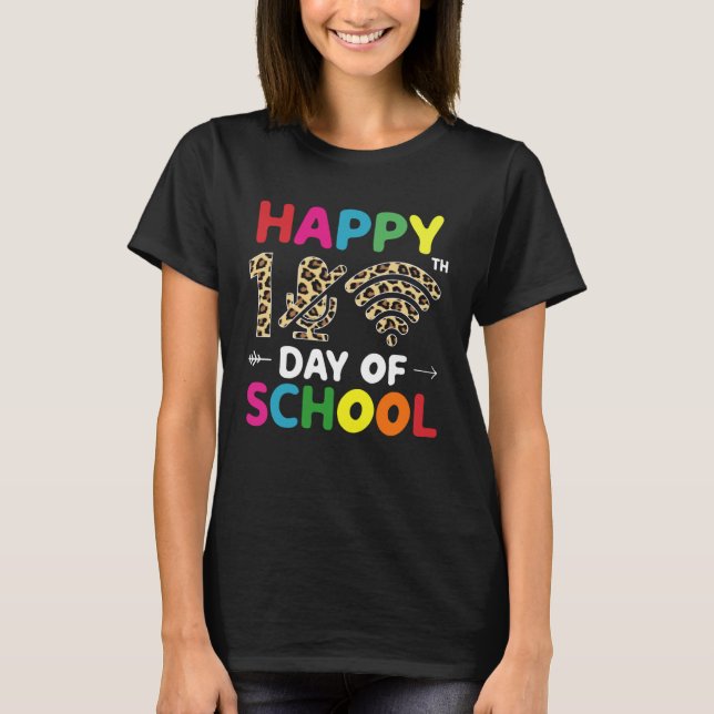 Camiseta Happy 100th Day of School Leopard Wifi Mute Mic Fu (Anverso)