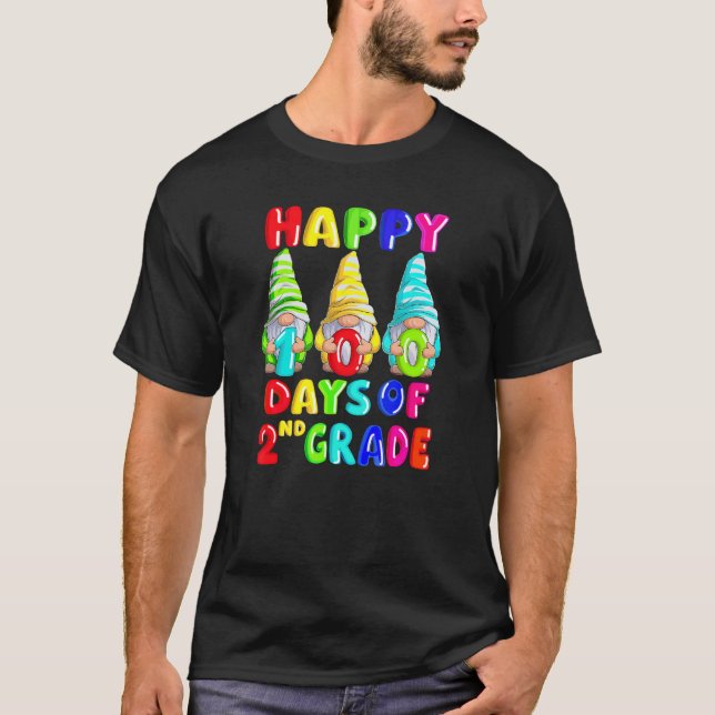 Camiseta Happy 100th day Of School Second 2nd grade Gnome T (Anverso)