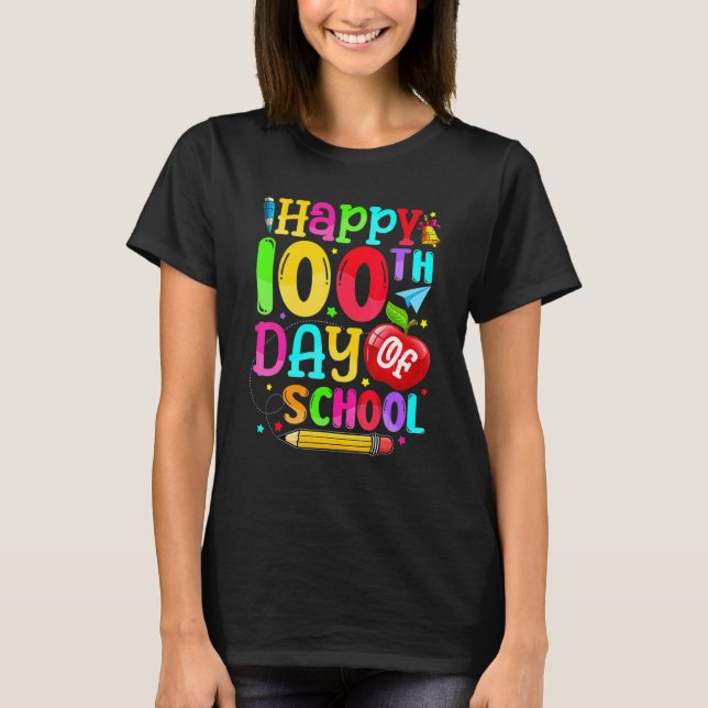 Camiseta Happy 100th Day Of School Teacher Boy Girl 100 Day (Anverso)