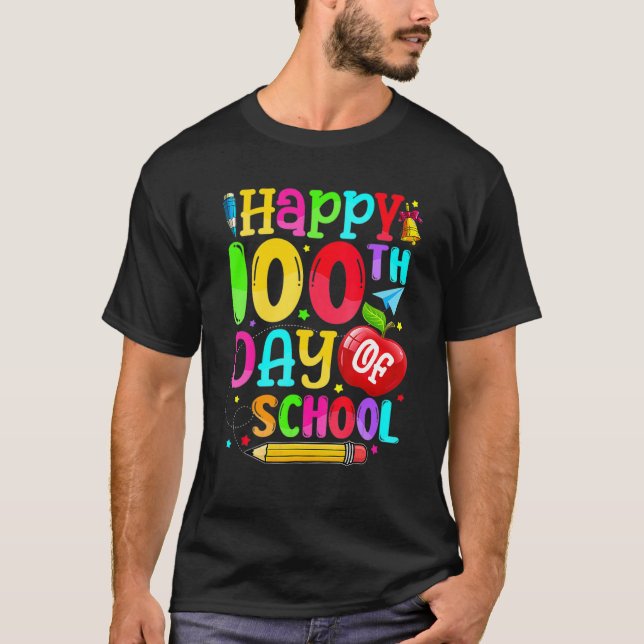 Camiseta Happy 100th Day Of School Teacher Boy Girl 100 Day (Anverso)