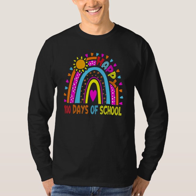 Camiseta Happy 100th Day Of School Teacher Kids 100 Days Ra (Anverso)