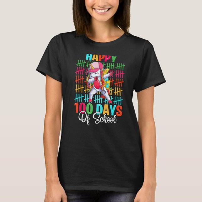 Camiseta Happy 100th Day Of School Teacher Student Dabbing  (Anverso)
