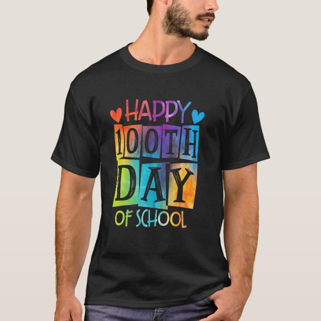 Camiseta Happy 100th Day Of School Tie Die Back To School T (Anverso)