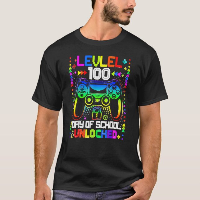 Camiseta Happy 100th Day Of School Video Gamer Level 100 Un (Anverso)