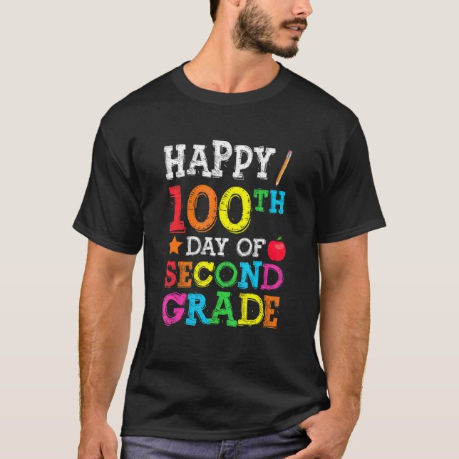 Camiseta Happy 100th Day Of Second Grade Colourful Back To  (Anverso)