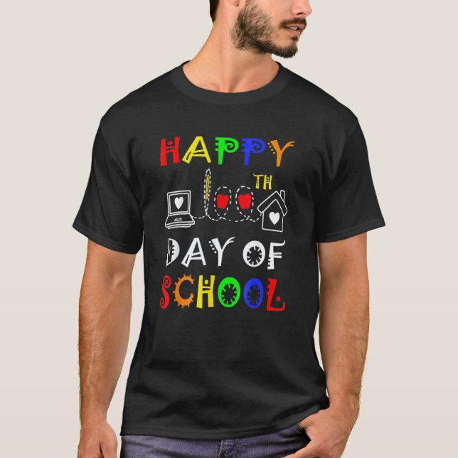 Camiseta Happy 100th Day Of Virtual School Students And Tea (Anverso)