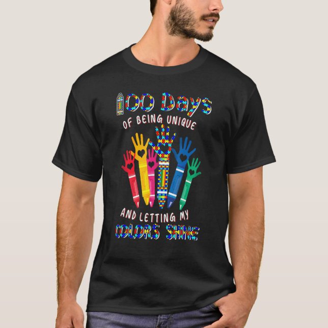 Camiseta Happy 100th Days Of School Autism Awareness Teache (Anverso)