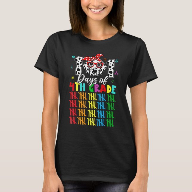 Camiseta Happy 101 Days School 4TH Grade Dog Lover Student  (Anverso)