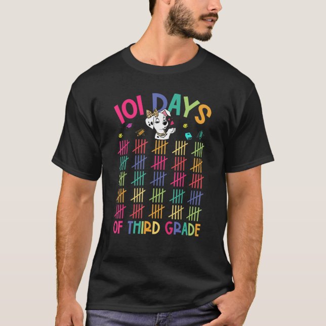 Camiseta Happy 101 Days School Third Grade Dog 100th Days S (Anverso)