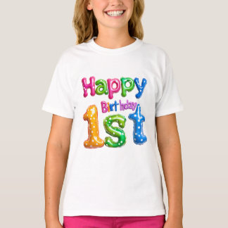 Camiseta Happy 1st Birthday – Colorful Balloon Design 