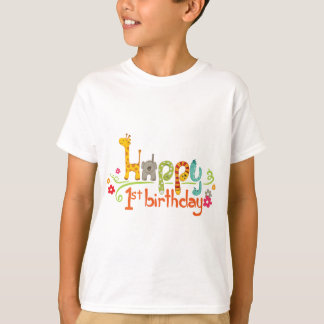 Camiseta Happy 1st Birthday – Cute Animal Theme Celebration