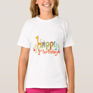 Camiseta Happy 1st Birthday – Cute Animal Theme Celebration