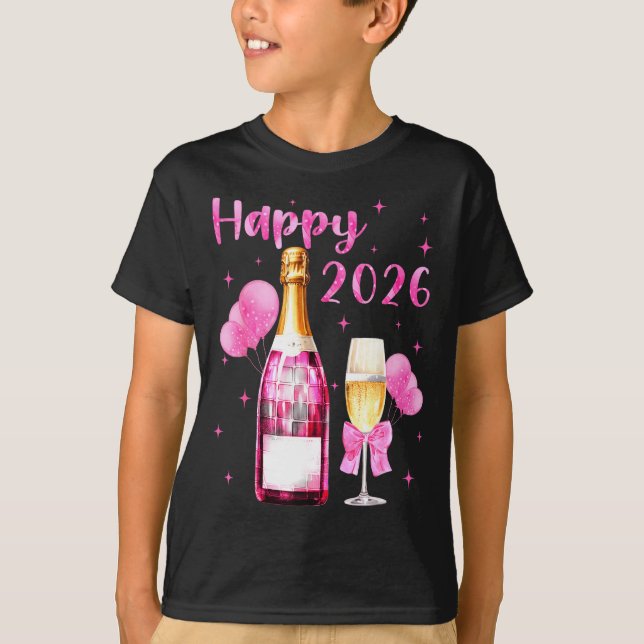 Camiseta Happy 2026 Cheers To A New Year 2026 Champagne Coq (Anverso)