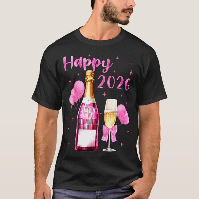 Camiseta Happy 2026 Cheers To A New Year 2026 Champagne Coq (Anverso)