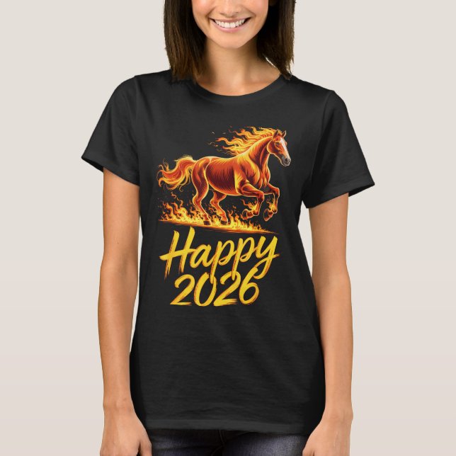 Camiseta Happy 2026 Year Of The Horse Chinese Zodiac New Ye (Anverso)